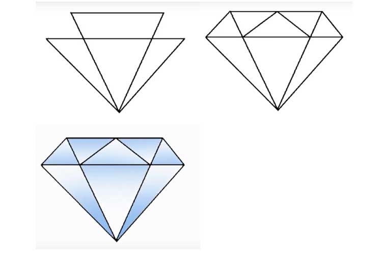 How to draw a diamond: shape,ring and realistic brilliant