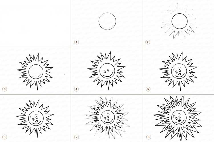 How to draw a sun 