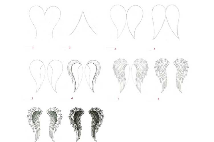 How to draw angel wings