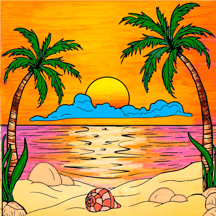 How to draw a sunset