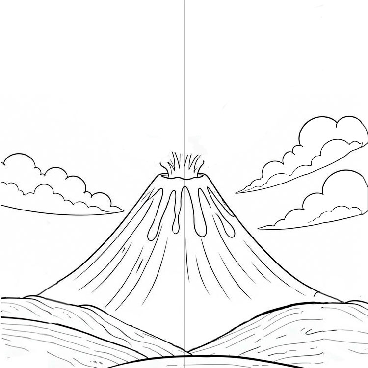 Volcano drawing