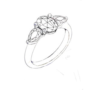 Ring Drawing: Easy, Simple, With Diamonds and Step by Step