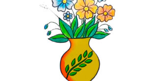 Flowers in a vase drawing