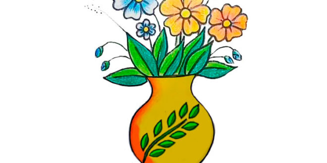 Flowers in a vase drawing