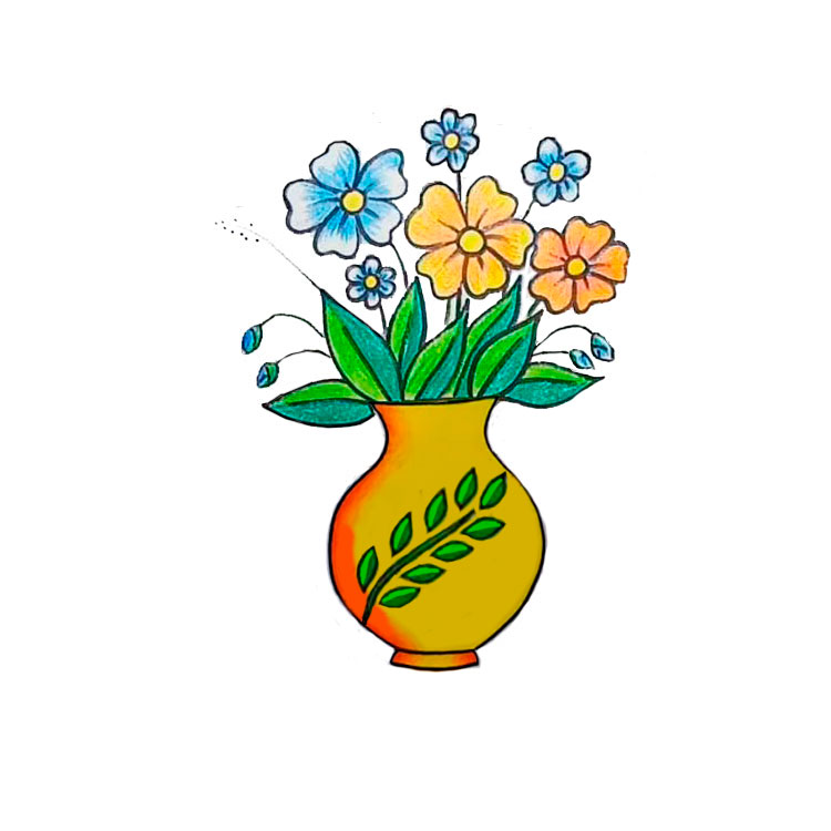 Flowers in a vase drawing