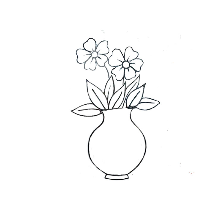 Flowers in a Vase Drawing